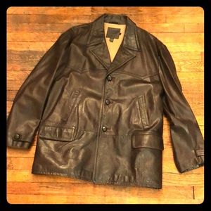 J. Crew Leather (flannel lined) XL coat